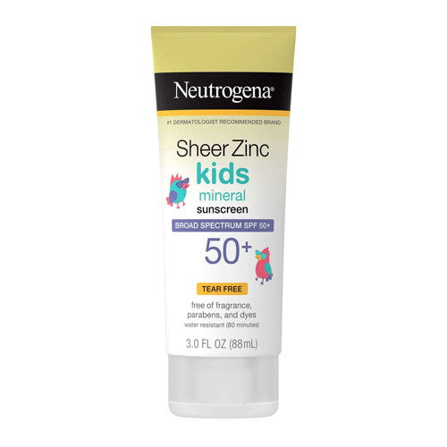 Neutrogena Sheer Zinc Kids Mineral Sunscreen Broad Spectrum SPF 50+, 3 Oz